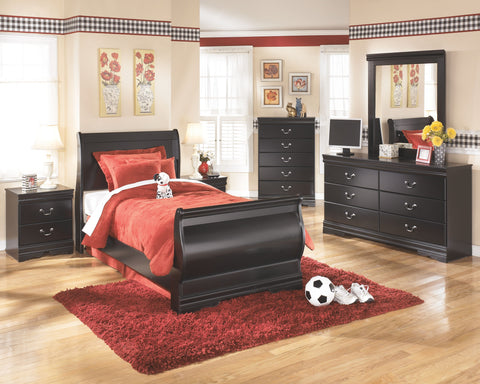 Black / 5 Pc. - Dresser, Mirror, Sleigh Bed / Full