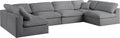 Serene - Linen Textured Fabric Deluxe Comfort Modular Sectional 6 Piece - Grey - Fabric