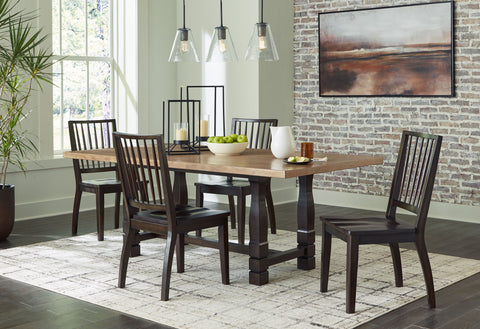 Dark Brown / 5 Pc. - Rectangular Dining Table, 4 Side Chairs