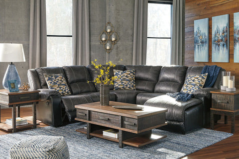 Dark Gray / 4-Piece Reclining Sectional with Right-Arm Facing Chaise