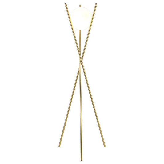 Yamileth - Spherical Bulb Metal Tripod Floor Lamp - Gold