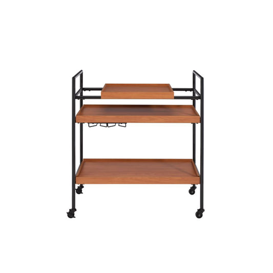 Oaken - Serving Cart - Honey Oak & Black