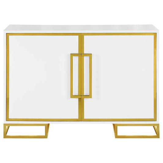 Elsa - 2 Door Wood Storage Accent Cabinet - White And Gold