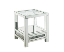 Noralie - End Table With Glass Top - Mirrored & Faux Diamonds - 24"