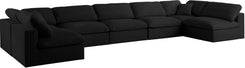 Serene - Linen Textured Fabric Deluxe Comfort Modular Sectional 7 Piece - Black