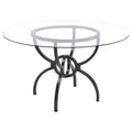 Aviano - Round Glass Top Metal Dining Table - Gunmetal