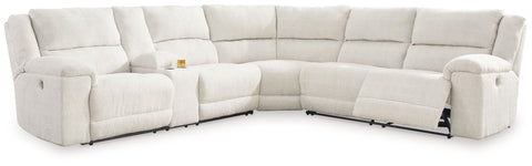 Pearl Silver / 3-Piece Power Reclining Sectional With Left Arm Facing Power Reclining Loveseat With Console