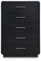 Rowanbeck - Black - Five Drawer Chest