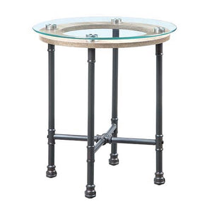 Brantley - End Table - Clear Glass & Sandy Gray Finish