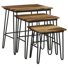 Nayeli - 3 Piece Nesting Table With Hairpin Legs - Natural And Black