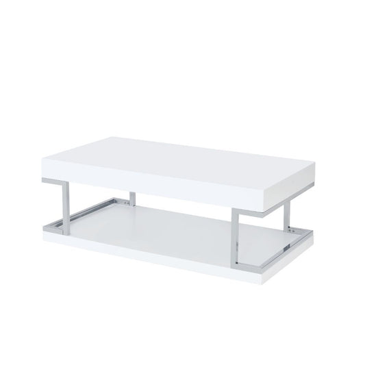 Aspers Coffee Table - White High Gloss & Chrome