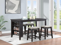 Elliston - 5 Piece Counter Height Dining Table Set - Dark Gray