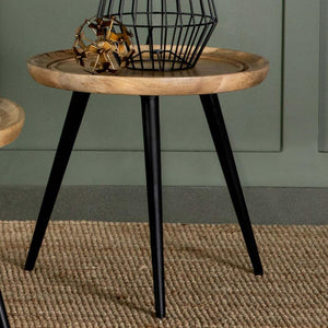 Zoe - Round End Table With Trio Legs - Natural And Black