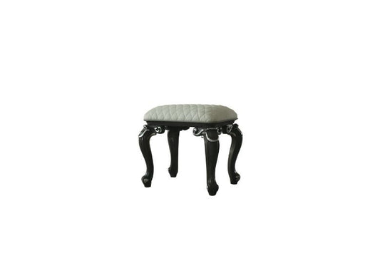 House - Delphine - Stool - Two Tone Ivory Fabric & Charcoal Finish