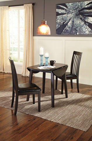 Dark Brown / 3 Pc. - Round Dining Room Drop Leaf Table, 2 Upholstered Side Chairs