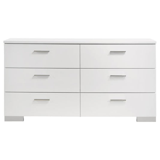 Felicity - 6-Drawer Dresser - White High Gloss