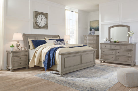 Gray / 6 Pc. - Dresser, Mirror, Chest, Bed / Queen