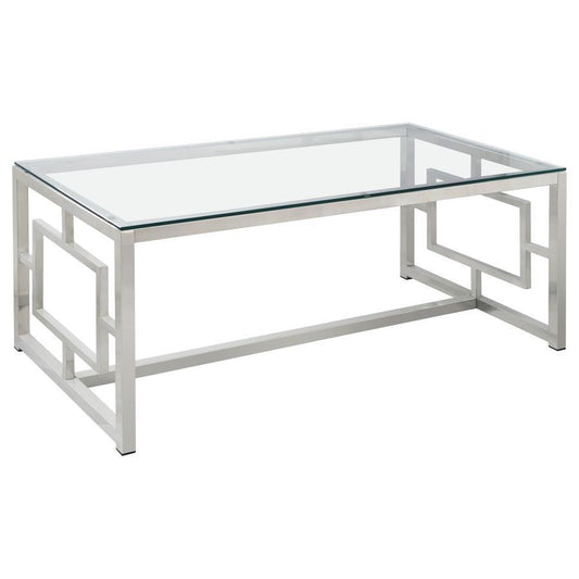 Merced - Rectangular Glass Top Coffee Table - Nickel