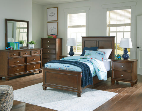 Dark Brown / 6 Pc. Bed, Dresser, Mirror, Chest / Twin