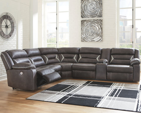 Black / 4-Piece Power Reclining Sectional with Left-Arm Facing Power Sofa