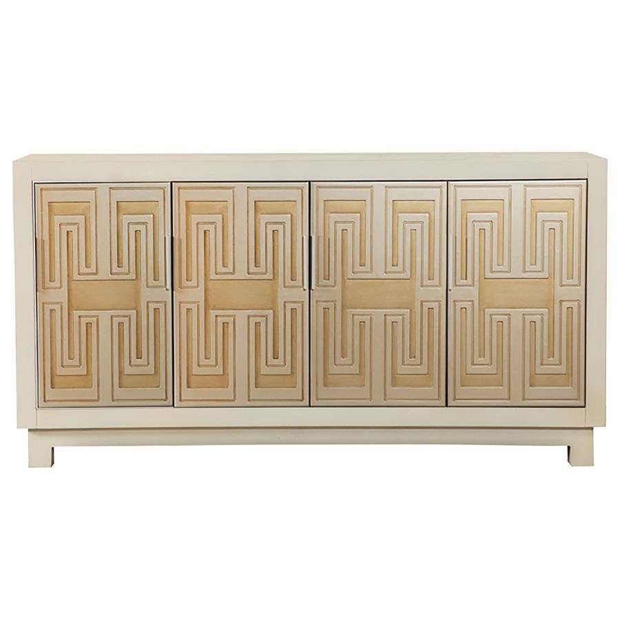 Voula - 4 Door Wood Accent Storage Cabinet - White And Gold