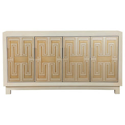 Voula - 4 Door Wood Accent Storage Cabinet - White And Gold