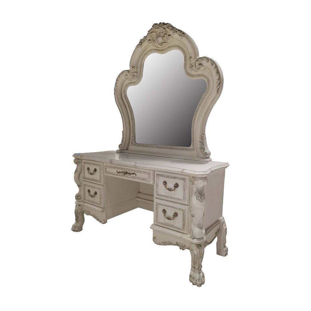 Dresden II - Vanity Desk - Bone White Finish