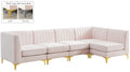 Alina - Modular Sectional 5 Piece - Pink - Fabric