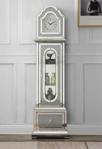 Noralie - Grandfather Clock - Mirrored & Faux Diamonds - Wood - 63"