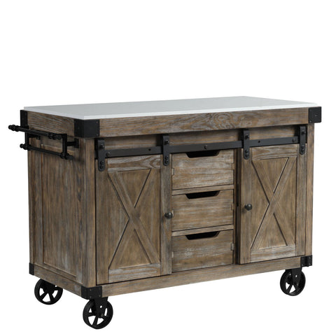 Alforvott - Serving Cart - Marble & Weathered Gray Finish