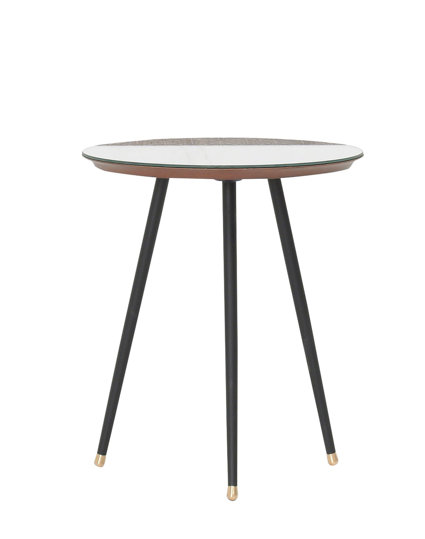 Gong - Side Table with Mirror - Dark Brown