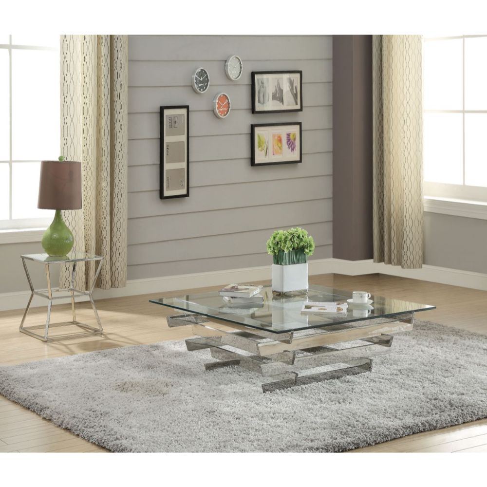 Salonius - Coffee Table - Stainless Steel & Clear Glass