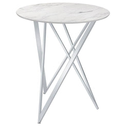 Bexter - Round Faux Marble Bistro Bar Table - Chrome