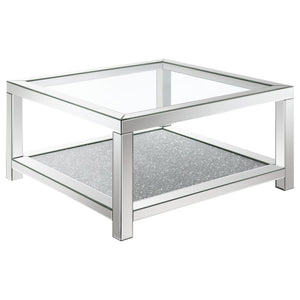 Valentina - Rectangular Coffee Table With Glass Top Mirror