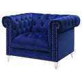 Bleker - Upholstered Tuxedo Arm Tufted Accent Chair - Blue