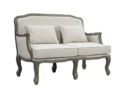 Tania - Loveseat - Cream Linen & Brown Finish