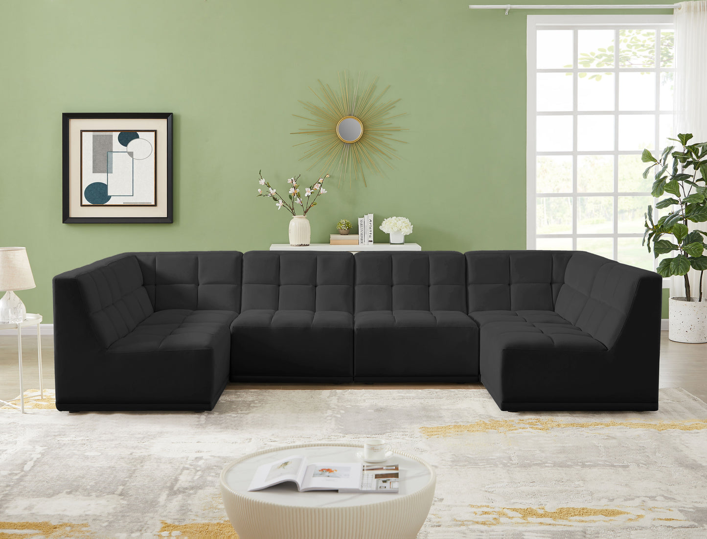 Relax - Modular Sectional 6 Piece - Black