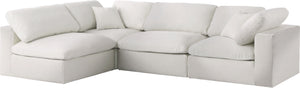 Serene - Linen Textured Fabric Deluxe Comfort Modular Sectional 4 Piece - Cream