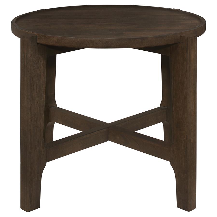 Cota - Round Solid Wood End Table - Dark Brown