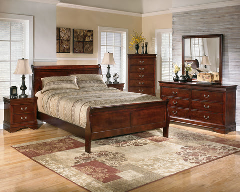 Dark Brown / 5 Pc. - Dresser, Mirror, Chest, Sleigh Bed / Queen