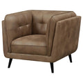 Thatcher - Upholstered Tuxedo Arm Tufted Accent Chair - Brown