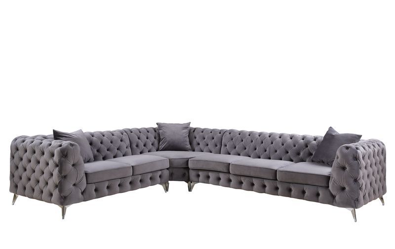 Wugtyx - Sectional Sofa - Dark Grayvelvet - 29