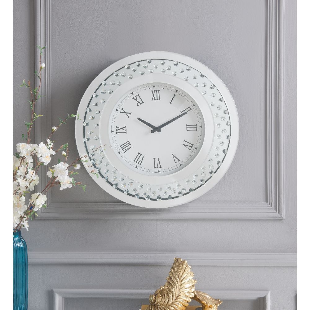 Nysa - Wall Clock - Mirrored & Faux Crystals - 20