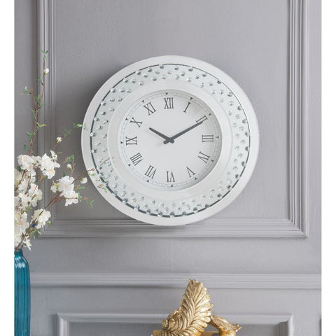 Nysa - Wall Clock - Mirrored & Faux Crystals - 20"