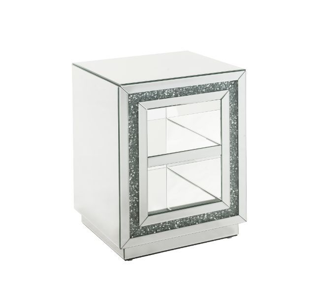 Noralie - End Table With 2 Tier Shelf - Mirrored & Faux Diamonds - 24