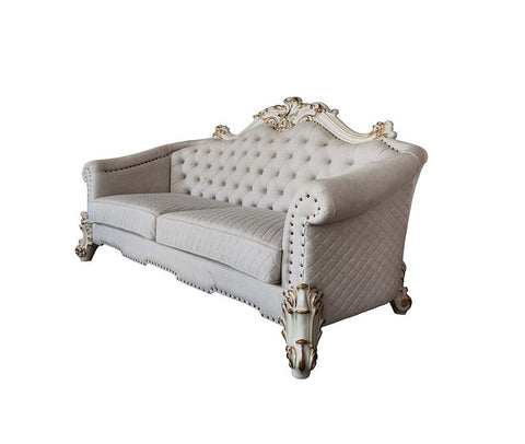 Vendom II - Sofa - Two Tone Ivory Fabric & Antique Pearl Finish