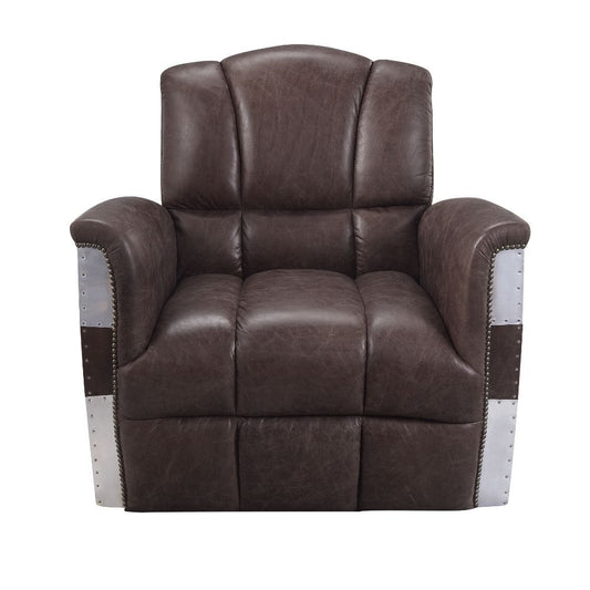 Brancaster - Accent Chair - Retro Brown Top Grain Leather & Aluminum - 35"