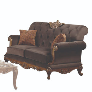 Orianne - Loveseat - Charcoal Fabric & Antique Gold