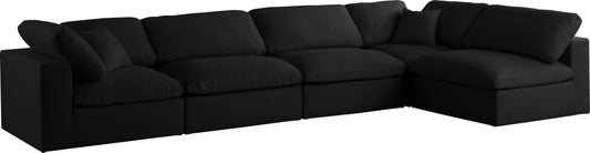 Plush - Velvet Standart Comfort Modular Sectional 5 Piece - Black