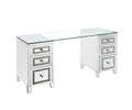 Noralie - Writing Desk - Clear Glass, Mirrored & Faux Diamonds - 31"